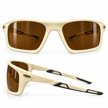 Cream Sports Sunglasses with Brown Lens