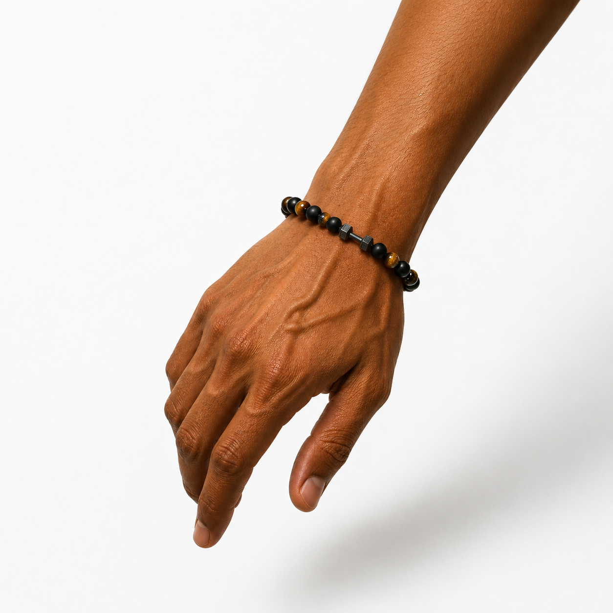 Gemstone Beads Dumbell Black n Brown