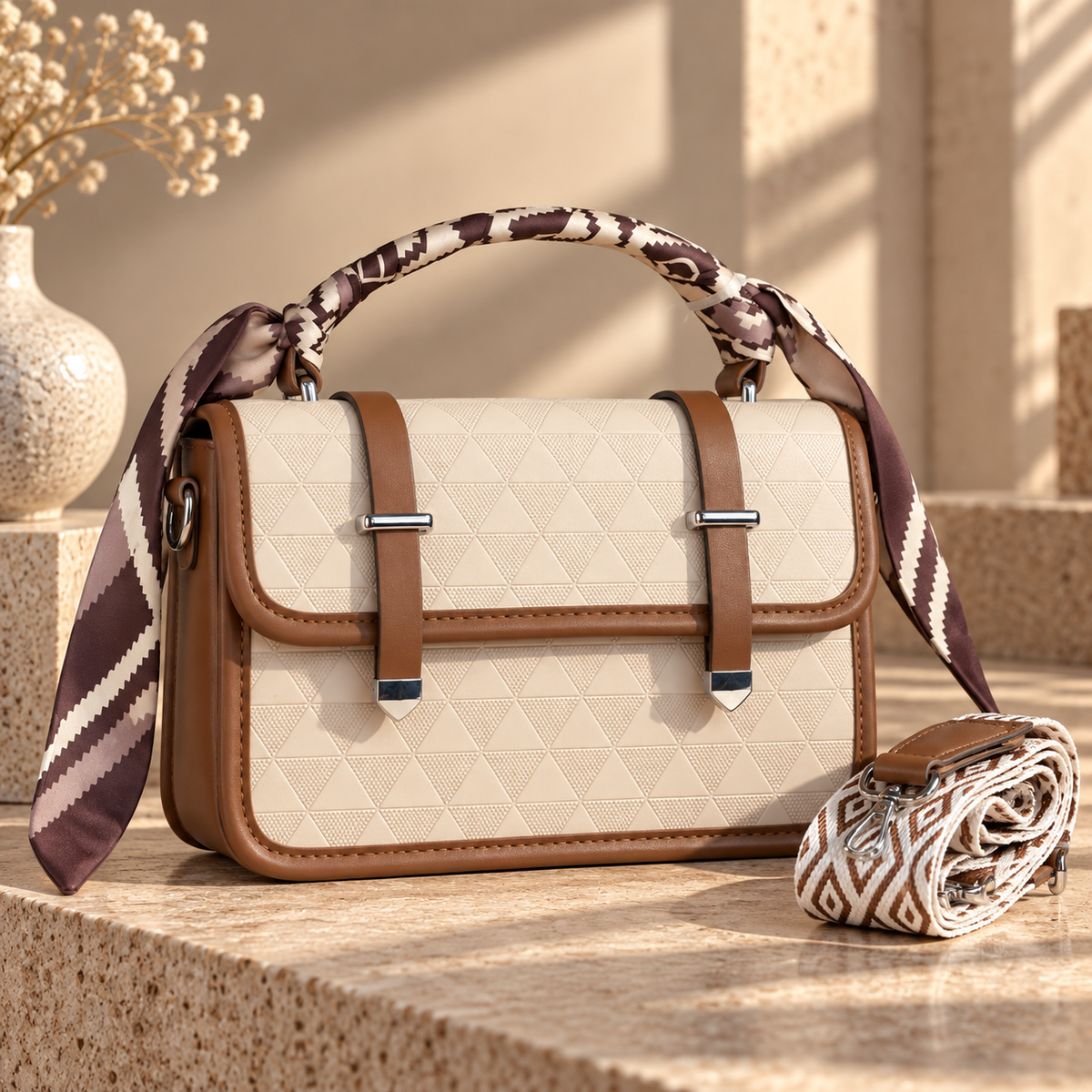 Elegant Women’s Handbag with Scarf