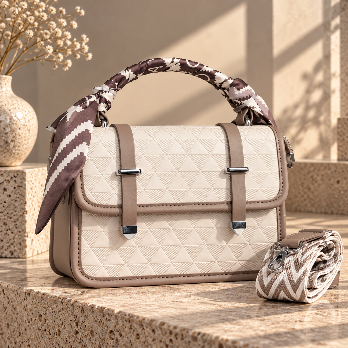 Elegant Women’s Handbag with Scarf